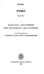 Werke 02, Teil 2: Kratylos - Der Sophist - Der Staatsmann - Das Gastmahl