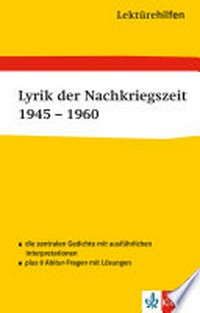 Lektürehilfen Lyrik der Nachkriegszeit: 1945 - 1960