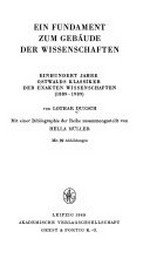 ¬Ein¬ Fundament zum Gebäude der Wissenschaften: Einhundert Jahre Ostwalds Klassiker der exakten Wissenschaften (1889-1989)