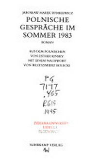 Polnische Gespräche im Sommer 1983: Roman